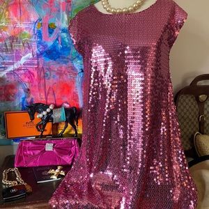 Cutie BARBIE Pink Sequin MIDI Swing Party Dress Isaac MIZRAHI Design Target S M